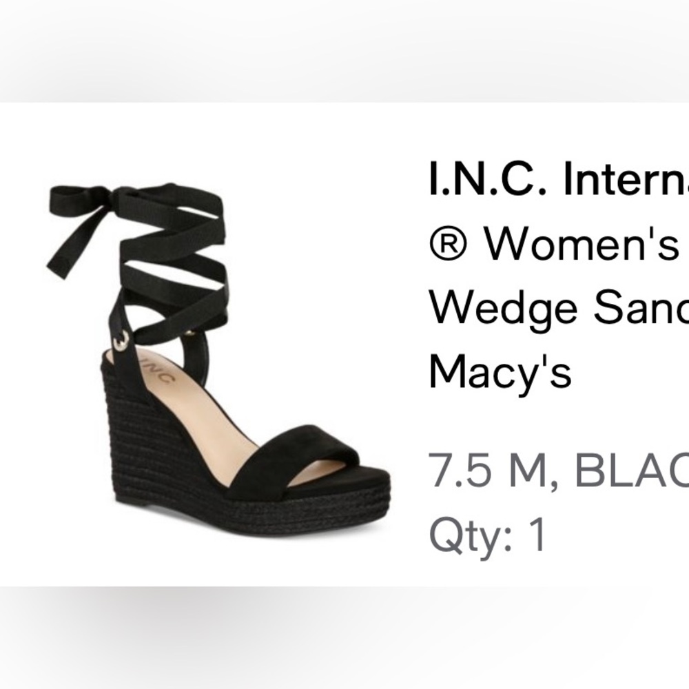Size 7.5 INC black strappy sandals. Never worn. No box
